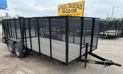 New 2025 Road Boss 83"x16' Bumper Pull w/4' Gate, Dove Tail & 4' Mesh Sides Utility Trailer