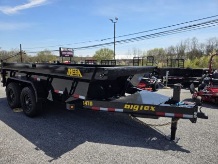 New 7 x 14 Big Tex Low Pro 14TD Telescopic Dump Trailer 15.4K****MEGA HOIST Lift, 7 Gauge Floor, Batt Charger, Stab. Jacks
