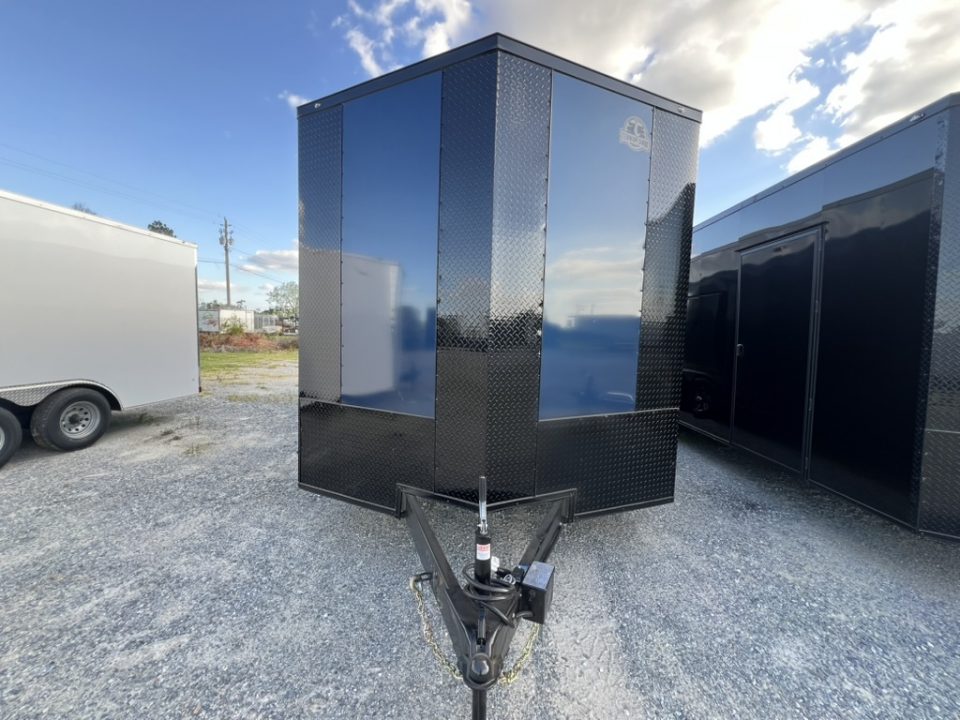 New 2027 Titanium 8.5x24 TA3 Enclosed Cargo Trailer – Indigo Blue Polycore Super Stealth Blackout Package | Escape Door & Rear Spoiler with LED Lights