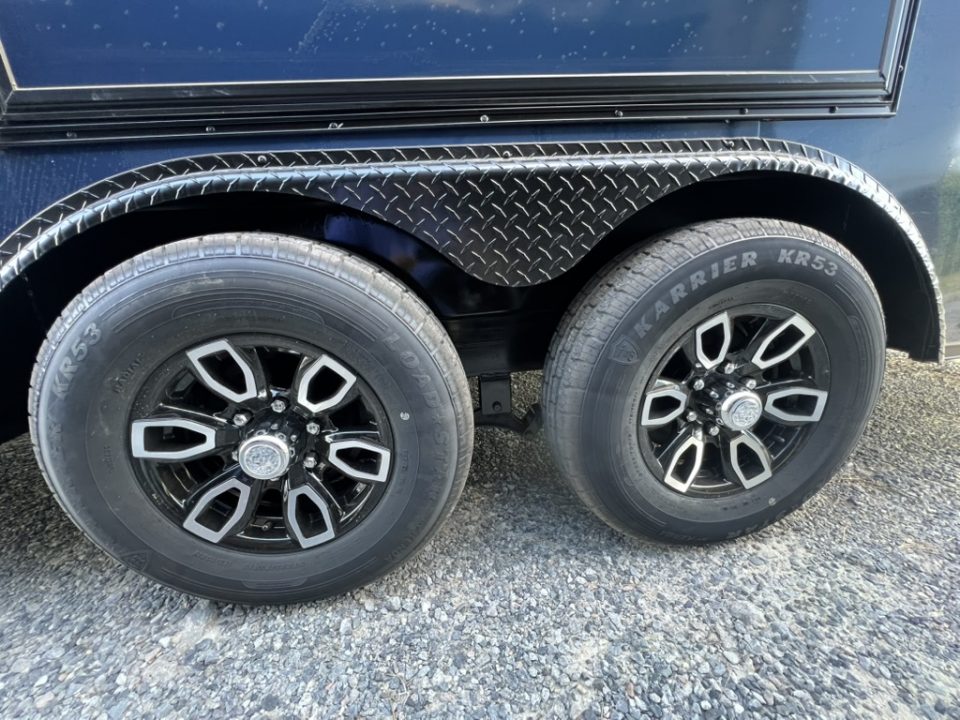 New 2027 Titanium 8.5x24 TA3 Enclosed Cargo Trailer – Indigo Blue Polycore Super Stealth Blackout Package | Escape Door & Rear Spoiler with LED Lights