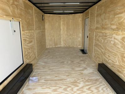 New 2027 Titanium 8.5x24 TA3 Enclosed Cargo Trailer – Indigo Blue Polycore Super Stealth Blackout Package | Escape Door & Rear Spoiler with LED Lights