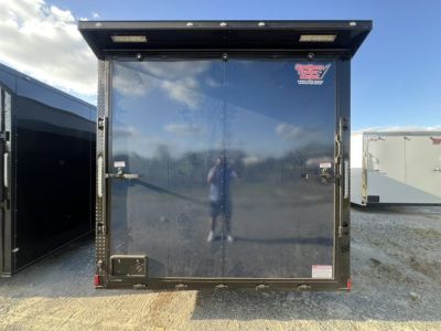 New 2027 Titanium 8.5x24 TA3 Enclosed Cargo Trailer – Indigo Blue Polycore Super Stealth Blackout Package | Escape Door & Rear Spoiler with LED Lights