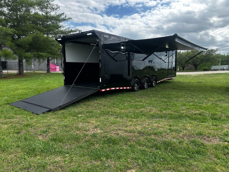 New 2026 Rock Solid Cargo 8.5x32 Race Trailer-Finished Interior-Triple 7000 TORSIONS -FLAT FRONT-24ft Awning