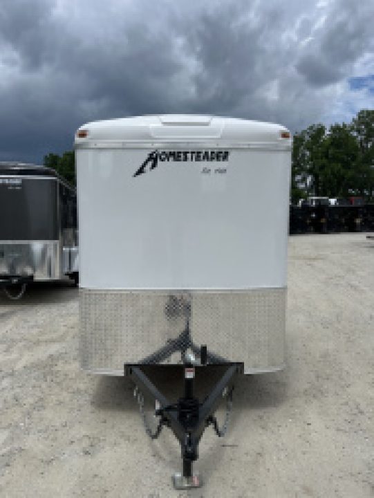 New 2026 Homesteader Trailer / Challenger Series / 5x8 / 5'7" Interior Height / Single Swing Rear Door / 32" Side Door / 24" Stoneguard / .030 White Aluminum
