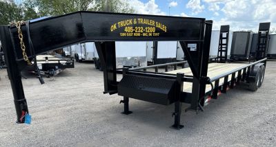 New 2026 Road Boss 83x24 Gooseneck Lowstyle Pipe rail, Stand Ups & 8ks Equipment Trailer