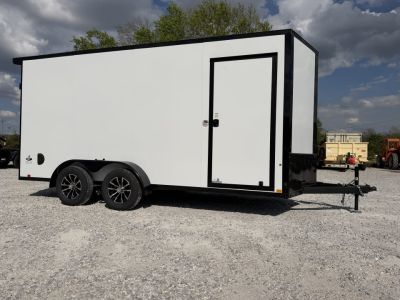 New 2026 Look Trailers LOOK CARGO 7X16 RAMP White/ Blackout Package Cargo / Enclosed Trailer