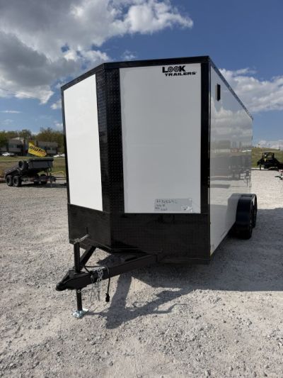 New 2026 Look Trailers LOOK CARGO 7X16 RAMP White/ Blackout Package Cargo / Enclosed Trailer