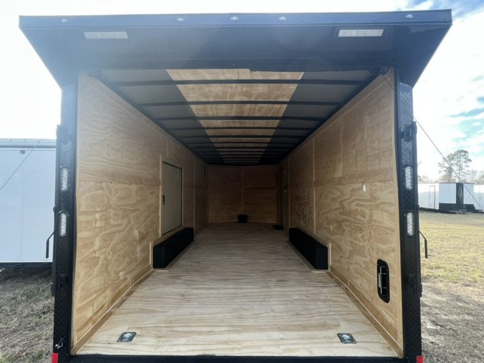 New 2027 Rock Solid Cargo 8.5x20 Tandem Axle Car Racing Trailer –White Polycore Super Stealth Blackout Package