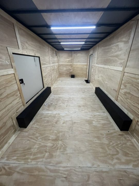 New 2027 Rock Solid Cargo 8.5x20 Tandem Axle Car Racing Trailer –White Polycore Super Stealth Blackout Package