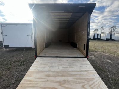 New 2027 Rock Solid Cargo 8.5x20 Tandem Axle Car Racing Trailer –White Polycore Super Stealth Blackout Package