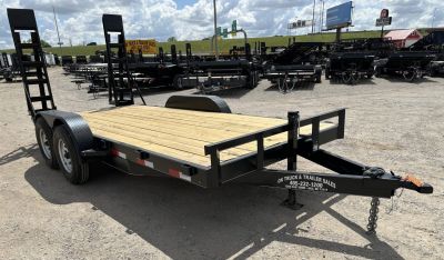 New 2026 Road Boss 83" x 16' Medium Duty Car Hauler w/ Stand Up Ramps Equipment Trailer