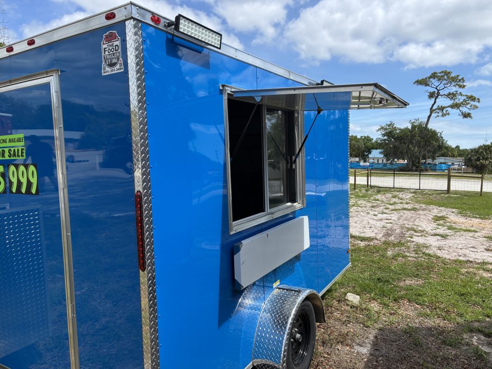 Used 2025 All World Trailers 7 x 12 Blue Food Truck Concession Trailer