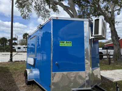 Used 2025 All World Trailers 7 x 12 Blue Food Truck Concession Trailer