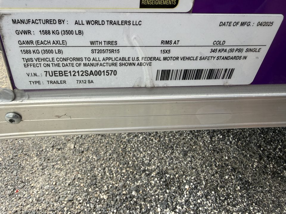 Used 2025 All World Trailers 7 x 12 Purple Food Trailer with Fridge & Dish Washing Stations Concession