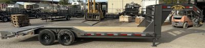 New 2026 East Texas Trailers 102"x24' Gooseneck Lowstyle w/ Drive over fenders & Mini Macho Dove Equipment Trailer