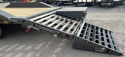 New 2026 East Texas Trailers 102"x24' Gooseneck Lowstyle w/ Drive over fenders & Mini Macho Dove Equipment Trailer