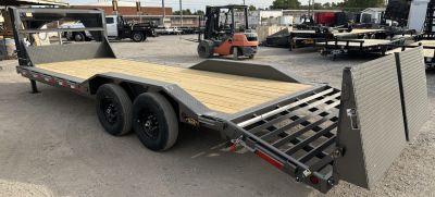 New 2026 East Texas Trailers 102"x24' Gooseneck Lowstyle w/ Drive over fenders & Mini Macho Dove Equipment Trailer