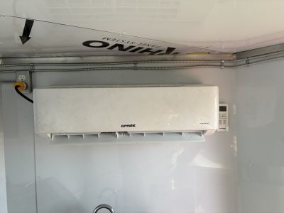 Used 2025 Cargo United LLC Food Truck 7 x 12 Dual Axle White with Blackout Package and Rear Wing with LED Lights Trailer Concession