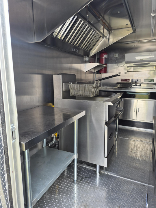 Used 2025 All World Trailers 7 x 12 Black Single Axle Food Trailer Concession