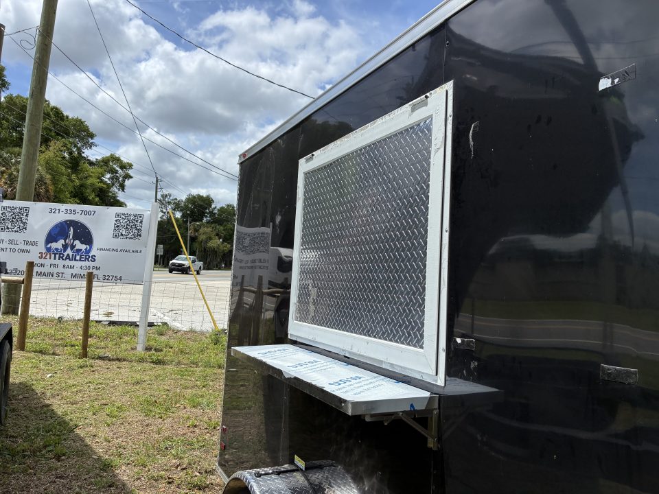 Used 2025 All World Trailers 7 x 12 Black Single Axle Food Trailer Concession