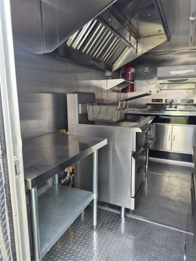 Used 2025 All World Trailers 7 x 12 Black Single Axle Food Trailer Concession