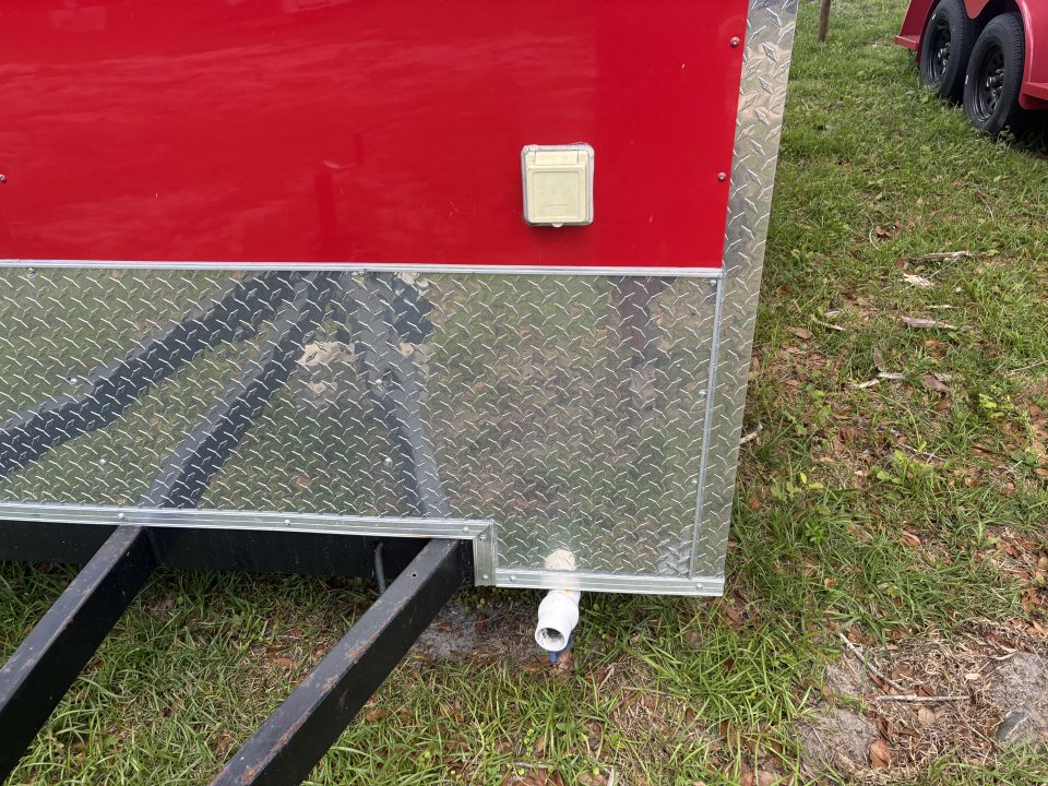 Used 2025 All World Trailers 7 x 12 Red Food Trailer with Pizza Ovens, AC & Propane Tank Holder Concession