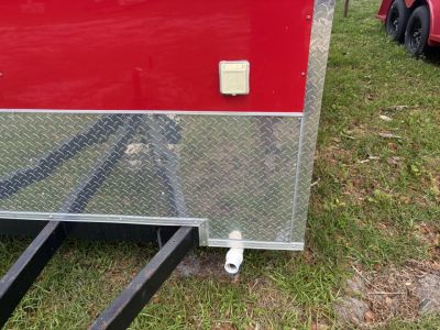 Used 2025 All World Trailers 7 x 12 Red Food Trailer with Pizza Ovens, AC & Propane Tank Holder Concession