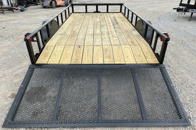 New 2026 Road Boss 83"x14' Single Axle with 3' Spring Assisted Gate, Dove Tail & Pipe Top Utility Trailer