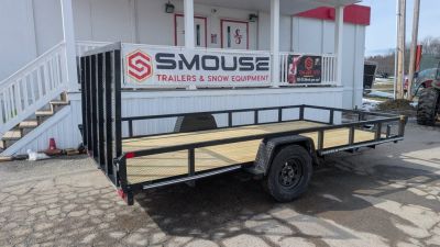 New 2026 CAM SUPERLINE 7x14 Tubular Top Rail Utility Trailer w/ Spring Assist/ Lay Down Ramp