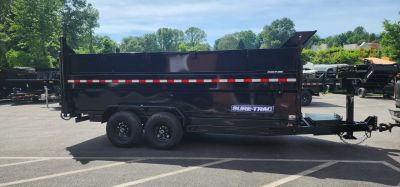 New 7 x 16 Sure-Trac Low-Pro Telescopic Dump Trailer 4ft Side 14k w/Hydraulic Jack