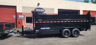 New 7 x 16 Sure-Trac Low-Pro Telescopic Dump Trailer 4ft Side 14k w/Hydraulic Jack