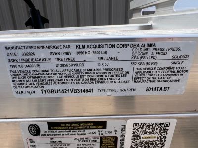 New 2027 Aluma 14' Aluminum 8014TA Utility Trailer