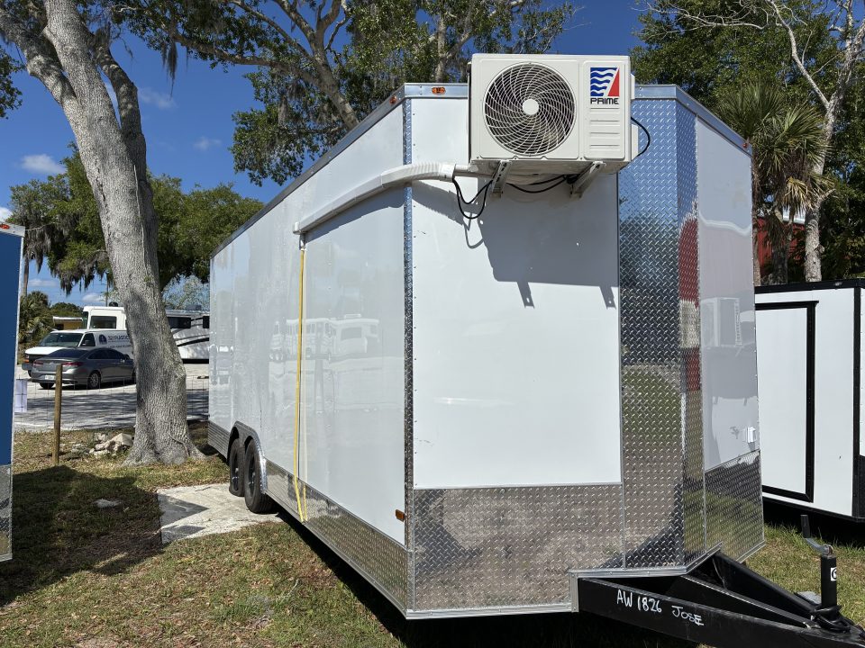Used 2025 All World Trailers 8.5 X 22 Toy Hauler with Murphy Type Bed, Shower, AC, Toilet and Concession Windows Cargo / Enclosed Trailer