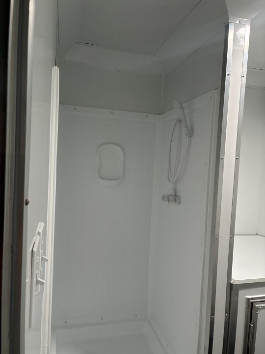 Used 2025 All World Trailers 8.5 X 22 Toy Hauler with Murphy Type Bed, Shower, AC, Toilet and Concession Windows Cargo / Enclosed Trailer