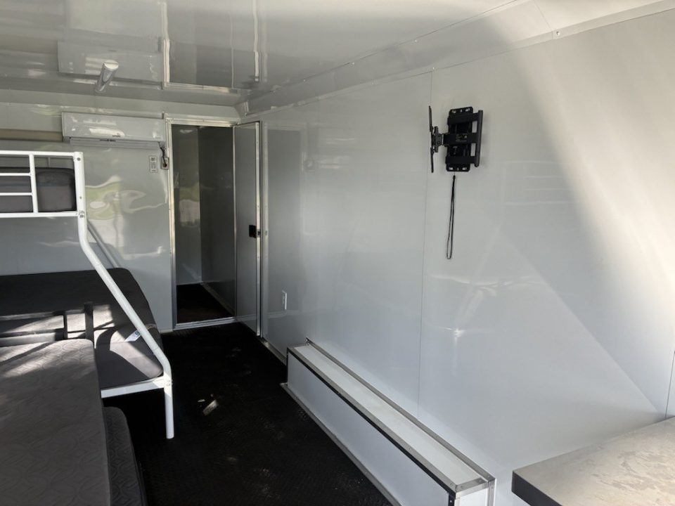 Used 2025 All World Trailers 8.5 X 24 Enclosed Travel Black Trailer with AC Unit with Bunk Beds and Bathroom Cargo / Enclosed Trailer