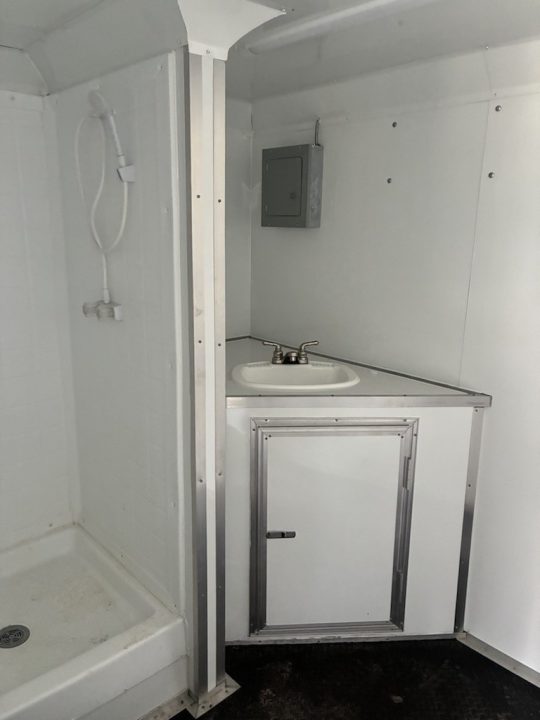Used 2025 All World Trailers 8.5 X 24 Enclosed Travel Black Trailer with AC Unit with Bunk Beds and Bathroom Cargo / Enclosed Trailer