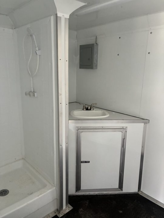 Used 2025 All World Trailers 8.5 X 24 Enclosed Travel Black Trailer with AC Unit with Bunk Beds and Bathroom Cargo / Enclosed Trailer