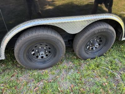 Used 2025 All World Trailers 8.5 X 24 Enclosed Travel Black Trailer with AC Unit with Bunk Beds and Bathroom Cargo / Enclosed Trailer