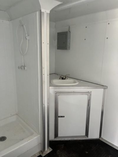 Used 2025 All World Trailers 8.5 X 24 Enclosed Travel Black Trailer with AC Unit with Bunk Beds and Bathroom Cargo / Enclosed Trailer