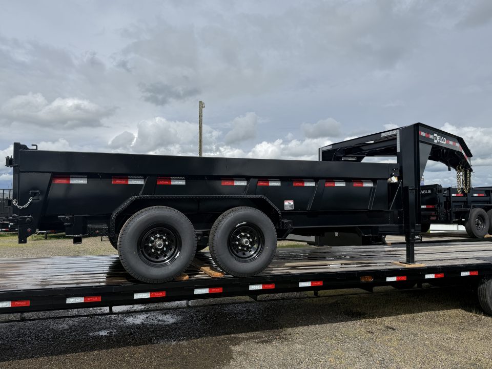 New 2026 Delco Trailers D414 Gooseneck Dump Trailer 83"x14' Black