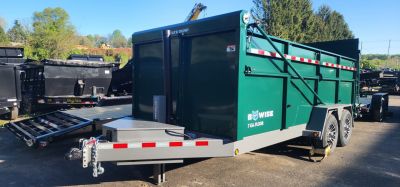 New SALE**7 x 16 DUT15 BWISE Telescopic Ultimate Dump Trailer 15.4K **Green/Gray Frame