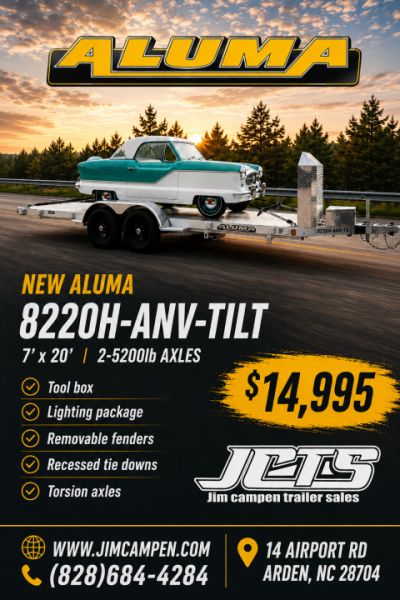 New 2027 Aluma 8220-H-ANV-TILT-TA-EL Tilt Trailer / ALL ALUMINUM / 82  WIDE X 20  LONG / 2-5200# ELECTRIC BRAKE AXLES
