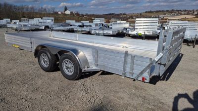 New 2027 Aluma 6'9" x 18 SR Utility Trailer w/ Side Ramps, Solid Rear Sides & Bi-Fold Gate