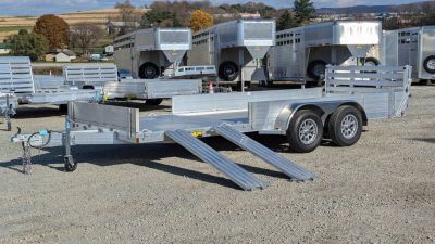 New 2027 Aluma 6'9  x 18 SR Utility Trailer w/ Side Ramps, Solid Rear Sides & Bi-Fold Gate