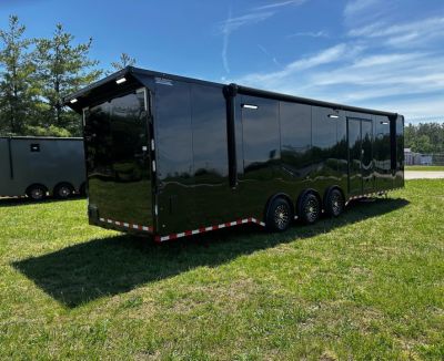 New 2026 Rock Solid Cargo 8.5x34 Bathroom/Race Trailer- Finished Interior-FLAT FRONT-7000LB Triple Torsion - 4X6 Escape Door - 25ft Awning