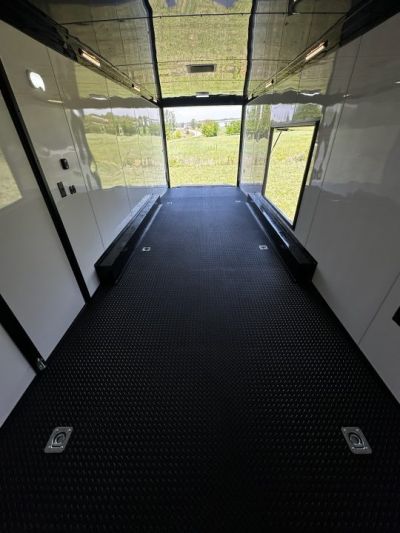 New 2026 Rock Solid Cargo 8.5x34 Bathroom/Race Trailer- Finished Interior-FLAT FRONT-7000LB Triple Torsion - 4X6 Escape Door - 25ft Awning