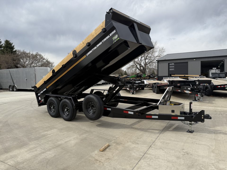 New NEW 2027 Southland 16ft Low Profile Dump Trailer 2-7000 lb axles =14K Scissor lift, Ramps, tarp, solar charger, trickle charger, D rings,