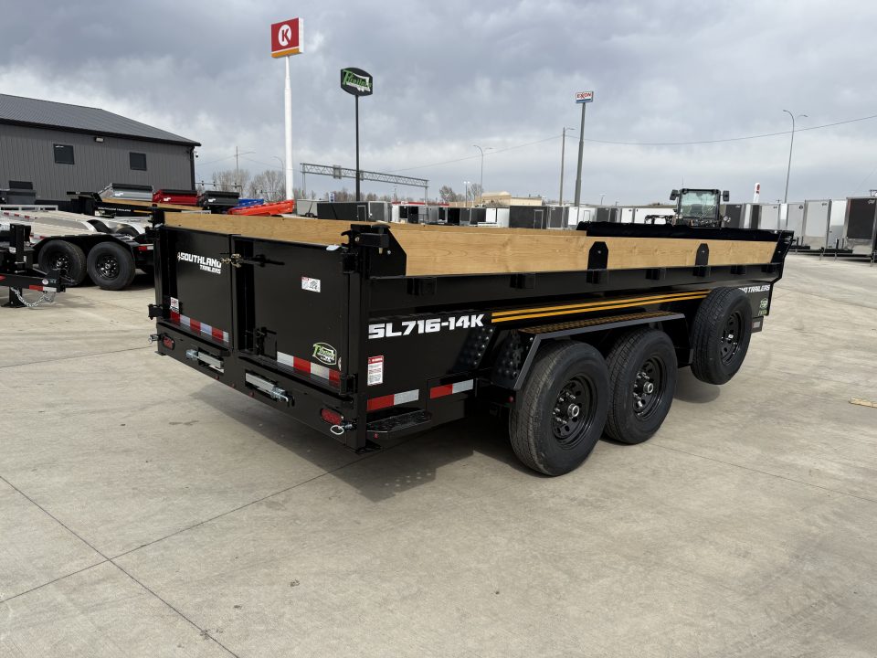 New NEW 2027 Southland 16ft Low Profile Dump Trailer 2-7000 lb axles =14K Scissor lift, Ramps, tarp, solar charger, trickle charger, D rings,