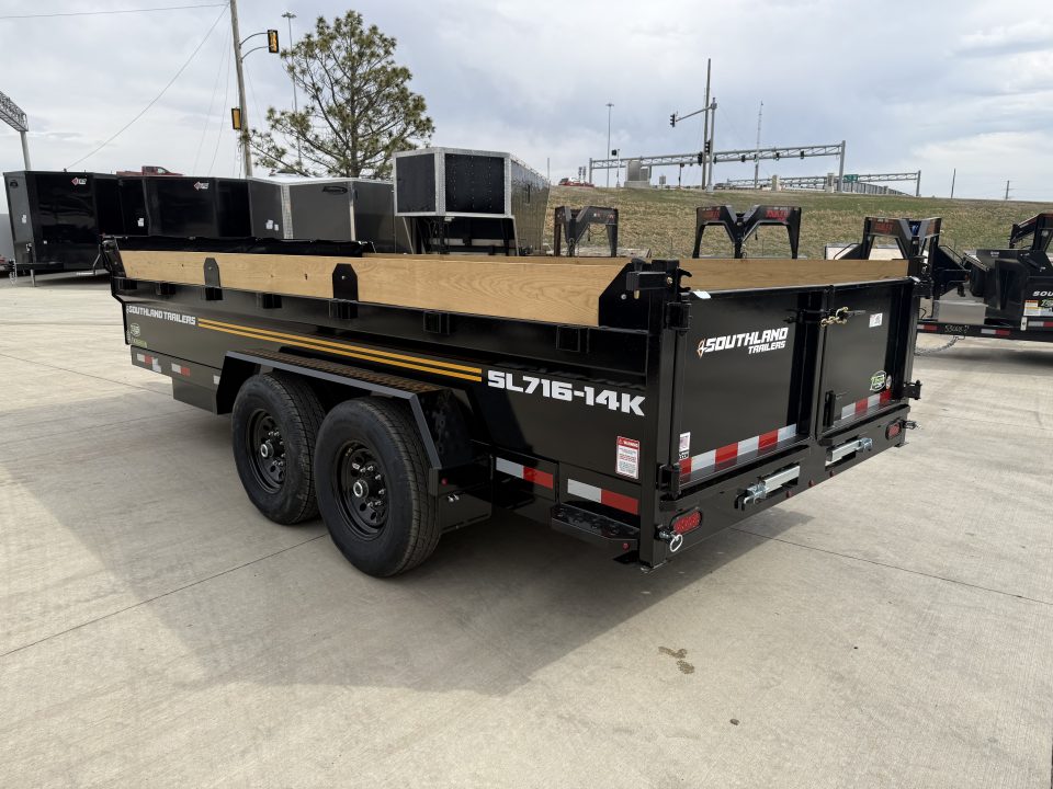 New NEW 2027 Southland 16ft Low Profile Dump Trailer 2-7000 lb axles =14K Scissor lift, Ramps, tarp, solar charger, trickle charger, D rings,