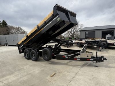 New NEW 2027 Southland 16ft Low Profile Dump Trailer 2-7000 lb axles =14K Scissor lift, Ramps, tarp, solar charger, trickle charger, D rings,